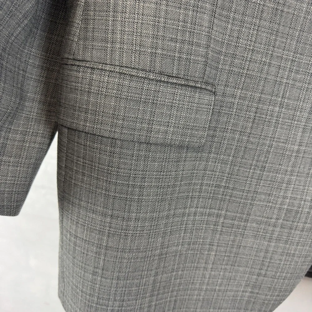 Lauren Ralph Lauren Made in‎ Italy Gray Plaid Silk Wool Sport Coat Blazer 44S